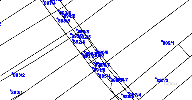 Parcela st. 890/9 v KÚ Suchohrdly u Znojma, Katastrální mapa