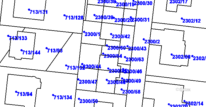 Parcela st. 2300/64 v KÚ Suchohrdly u Znojma, Katastrální mapa