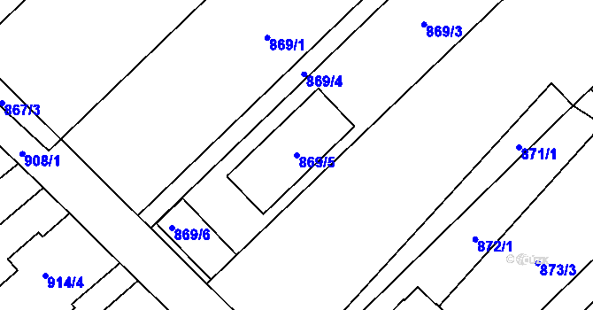 Parcela st. 869/5 v KÚ Suchohrdly u Znojma, Katastrální mapa
