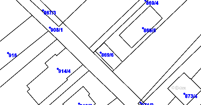 Parcela st. 869/6 v KÚ Suchohrdly u Znojma, Katastrální mapa