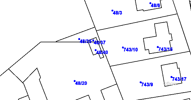 Parcela st. 48/40 v KÚ Suchohrdly u Znojma, Katastrální mapa