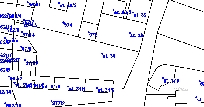 Parcela st. 30 v KÚ Suchomasty, Katastrální mapa