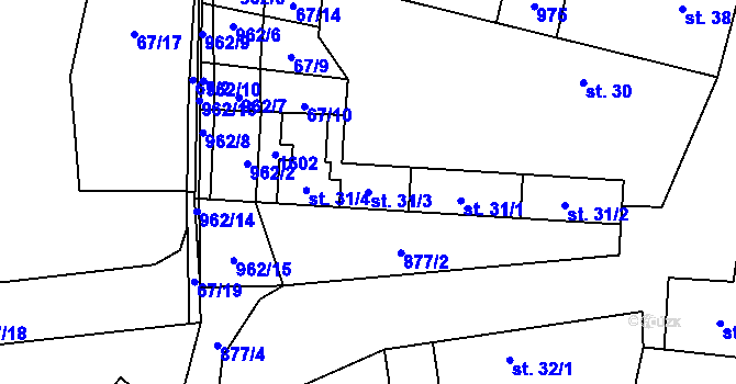 Parcela st. 31/3 v KÚ Suchomasty, Katastrální mapa