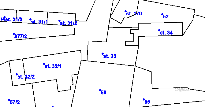 Parcela st. 33 v KÚ Suchomasty, Katastrální mapa