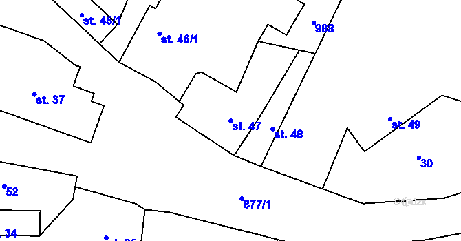 Parcela st. 47 v KÚ Suchomasty, Katastrální mapa