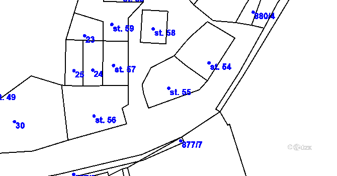 Parcela st. 55 v KÚ Suchomasty, Katastrální mapa