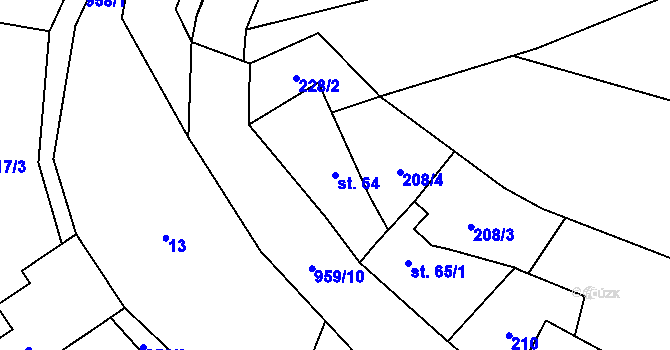 Parcela st. 64 v KÚ Suchomasty, Katastrální mapa
