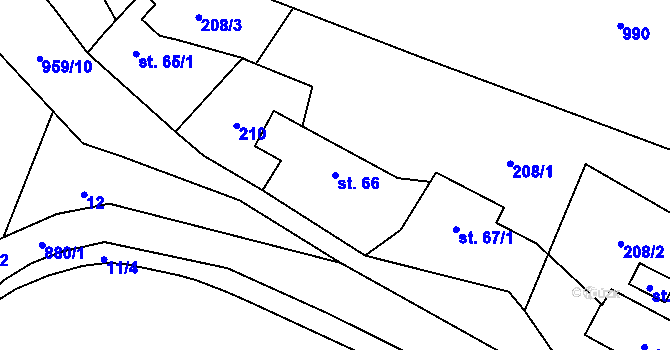 Parcela st. 66 v KÚ Suchomasty, Katastrální mapa
