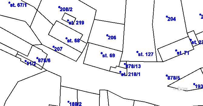 Parcela st. 69 v KÚ Suchomasty, Katastrální mapa