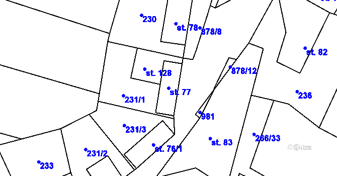 Parcela st. 77 v KÚ Suchomasty, Katastrální mapa