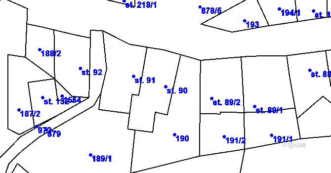 Parcela st. 90 v KÚ Suchomasty, Katastrální mapa
