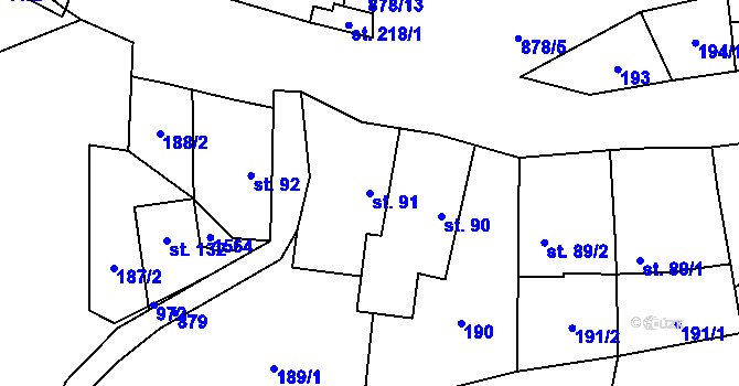 Parcela st. 91 v KÚ Suchomasty, Katastrální mapa