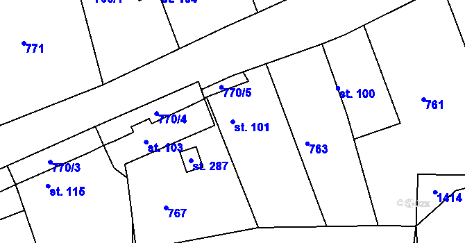 Parcela st. 101 v KÚ Suchomasty, Katastrální mapa