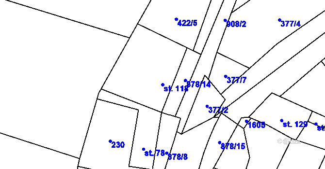 Parcela st. 118 v KÚ Suchomasty, Katastrální mapa