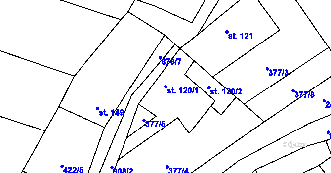 Parcela st. 120/1 v KÚ Suchomasty, Katastrální mapa
