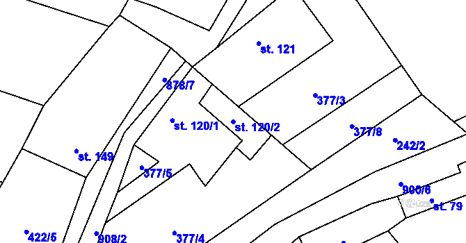 Parcela st. 120/2 v KÚ Suchomasty, Katastrální mapa