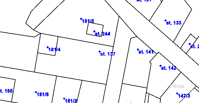 Parcela st. 137 v KÚ Suchomasty, Katastrální mapa