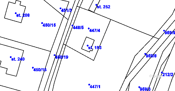Parcela st. 193 v KÚ Suchomasty, Katastrální mapa