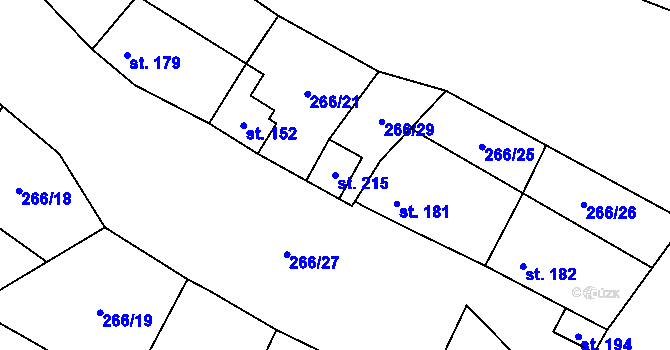 Parcela st. 215 v KÚ Suchomasty, Katastrální mapa
