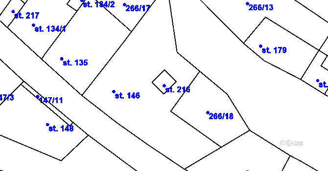 Parcela st. 216 v KÚ Suchomasty, Katastrální mapa