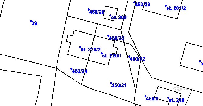 Parcela st. 220/1 v KÚ Suchomasty, Katastrální mapa