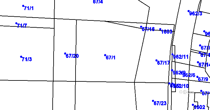 Parcela st. 67/1 v KÚ Suchomasty, Katastrální mapa