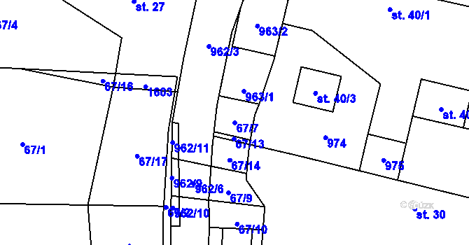 Parcela st. 67/7 v KÚ Suchomasty, Katastrální mapa