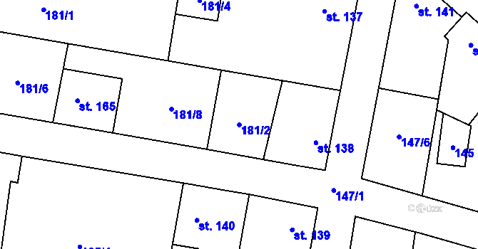 Parcela st. 181/2 v KÚ Suchomasty, Katastrální mapa