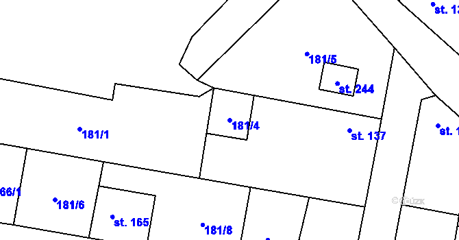 Parcela st. 181/4 v KÚ Suchomasty, Katastrální mapa