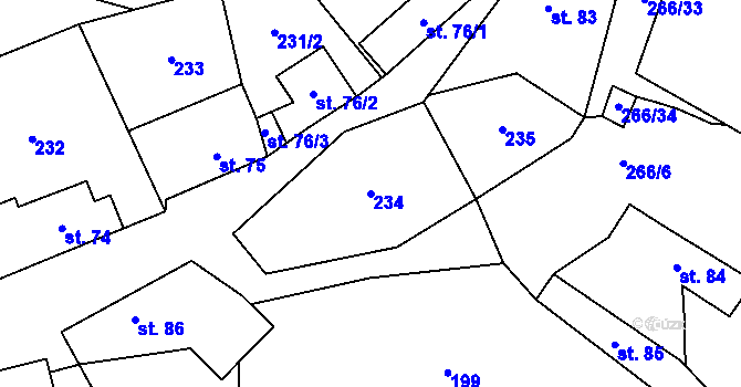Parcela st. 234 v KÚ Suchomasty, Katastrální mapa