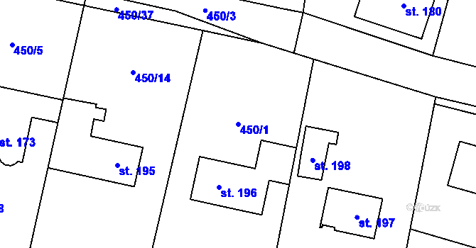 Parcela st. 450/1 v KÚ Suchomasty, Katastrální mapa