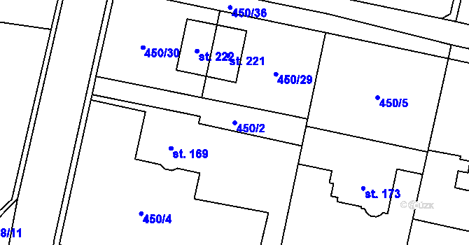 Parcela st. 450/2 v KÚ Suchomasty, Katastrální mapa