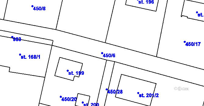 Parcela st. 450/6 v KÚ Suchomasty, Katastrální mapa