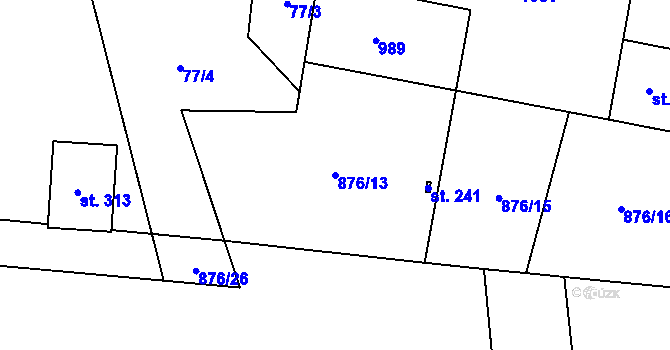 Parcela st. 876/13 v KÚ Suchomasty, Katastrální mapa