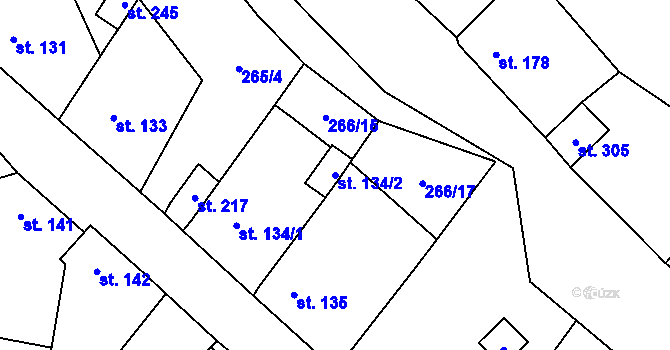 Parcela st. 134/2 v KÚ Suchomasty, Katastrální mapa