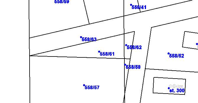 Parcela st. 558/61 v KÚ Suchomasty, Katastrální mapa