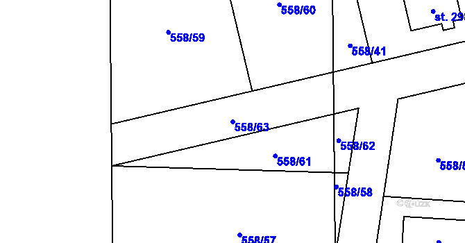 Parcela st. 558/63 v KÚ Suchomasty, Katastrální mapa