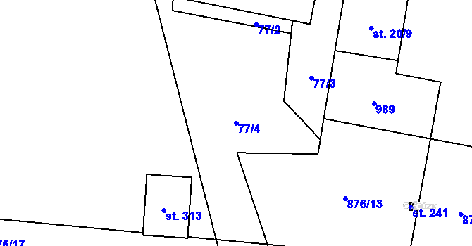 Parcela st. 77/4 v KÚ Suchomasty, Katastrální mapa