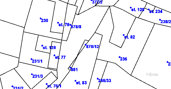 Parcela st. 878/12 v KÚ Suchomasty, Katastrální mapa