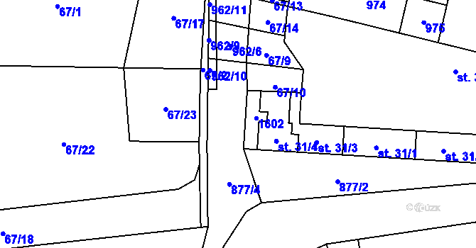 Parcela st. 962/2 v KÚ Suchomasty, Katastrální mapa