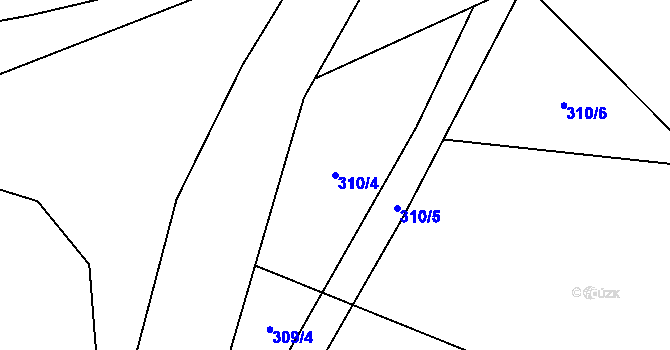 Parcela st. 310/4 v KÚ Suchomasty, Katastrální mapa