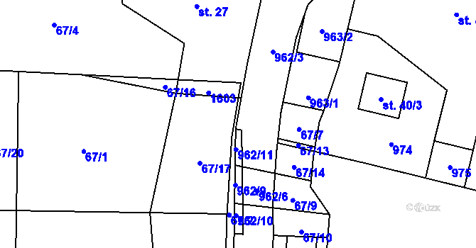 Parcela st. 962/12 v KÚ Suchomasty, Katastrální mapa