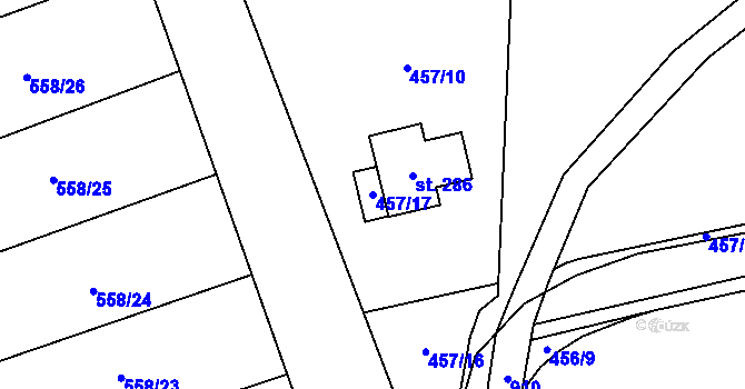 Parcela st. 457/17 v KÚ Suchomasty, Katastrální mapa