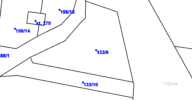 Parcela st. 133/9 v KÚ Suchomasty, Katastrální mapa