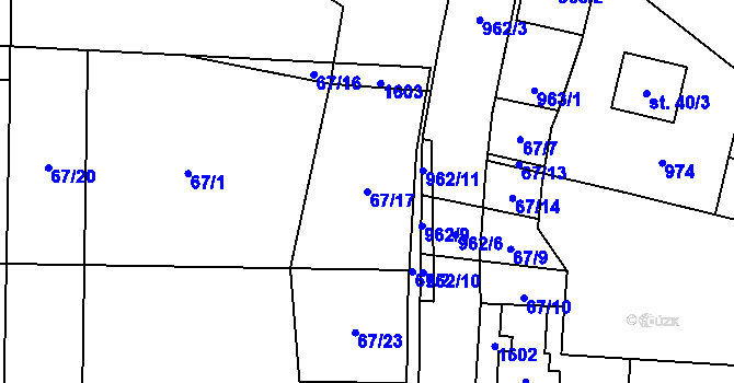 Parcela st. 67/17 v KÚ Suchomasty, Katastrální mapa
