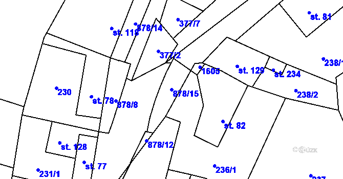 Parcela st. 878/15 v KÚ Suchomasty, Katastrální mapa