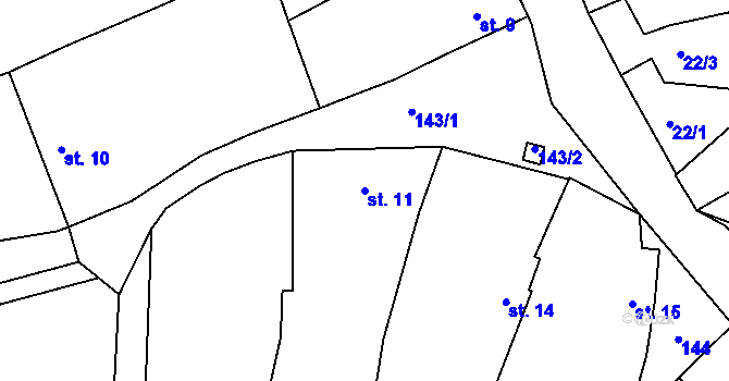 Parcela st. 11 v KÚ Hostkovice, Katastrální mapa