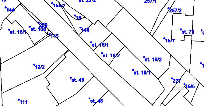 Parcela st. 18/2 v KÚ Hostkovice, Katastrální mapa