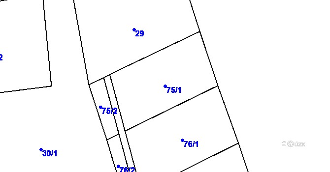 Parcela st. 75/1 v KÚ Hostkovice, Katastrální mapa