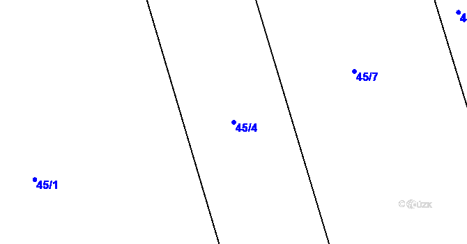 Parcela st. 45/4 v KÚ Hostkovice, Katastrální mapa